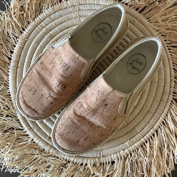 Jack Rogers Shoes - JACK ROGERS Tucker Sneakers Natural Cork / Gold Slip On Casual Shoes Size‎ 6